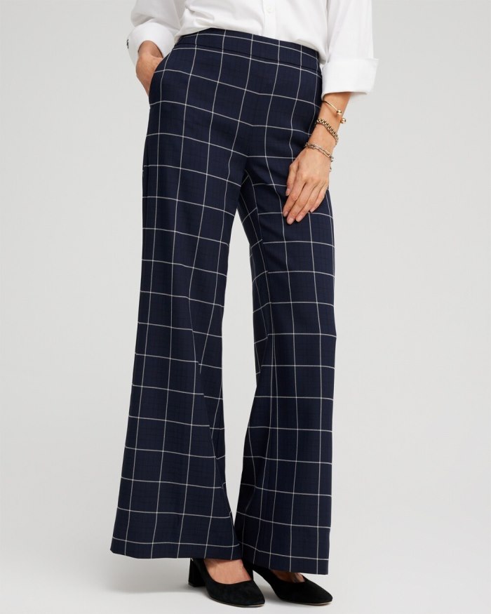 Women's Jacquard Flare Trousers - Classic Navy