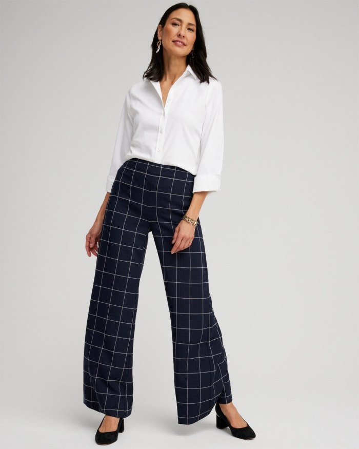 Women's Jacquard Flare Trousers - Classic Navy