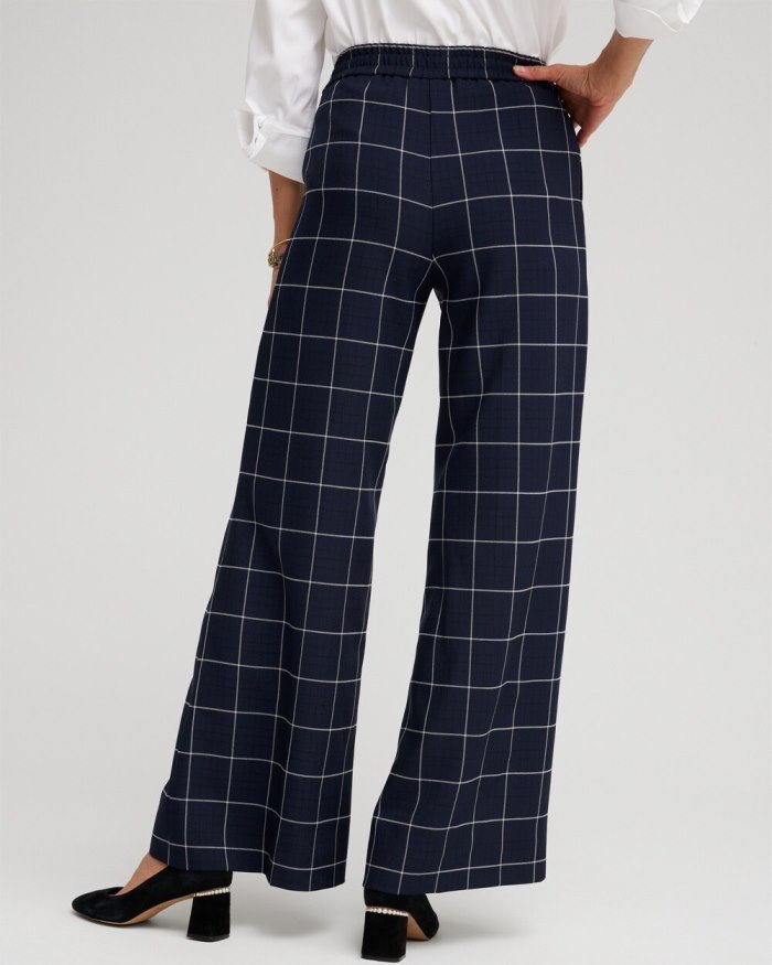 Women's Jacquard Flare Trousers - Classic Navy