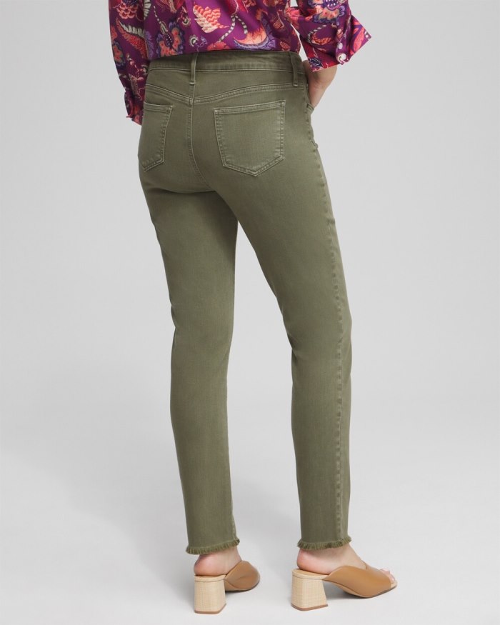 Women's Girlfriend Fray Hem Ankle Jeans - Olive