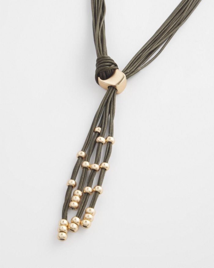 Women's Multistrand Tassel Y-Necklace - Olive