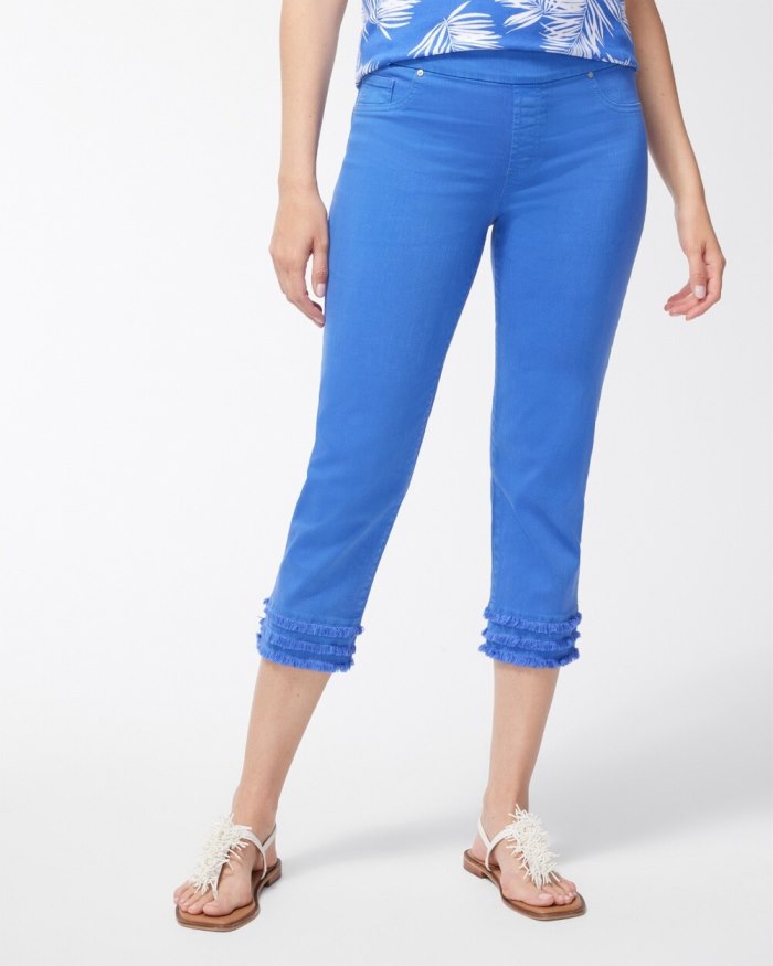 Women's Fray Hem Pull-On Crops - Amparo Blue - Click Image to Close