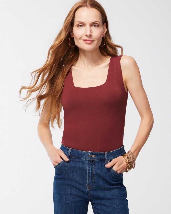 Women's Contour Cotton Square Neck Tank - Sable