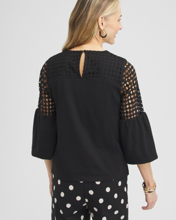 Women's Lace Mix Top - Black