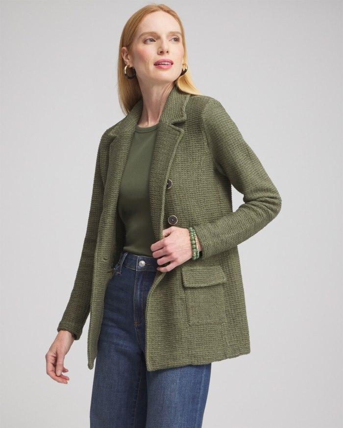 Women's Utility Blazer Cardigan - Olive