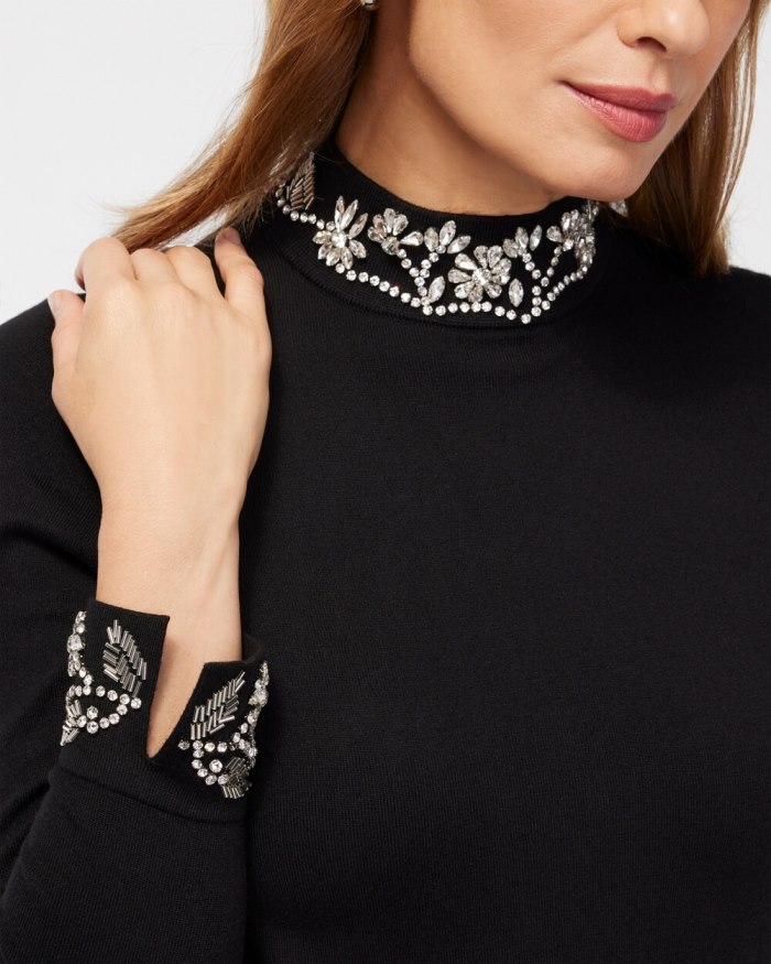 Women's Embellished Floral Turtleneck - Wild Poppy