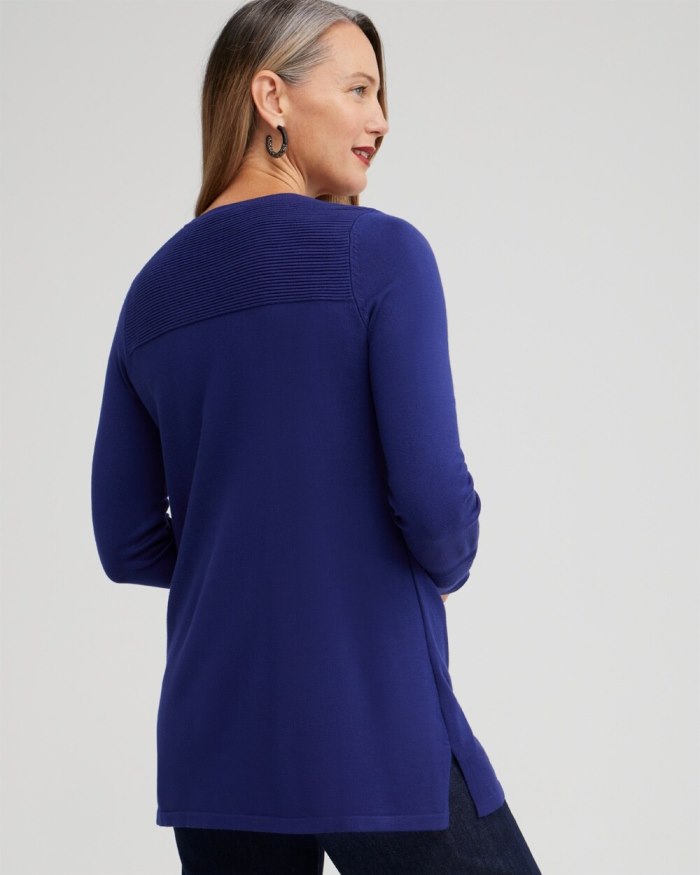 Women's Zipper Detail Tunic Sweater - Cobalt Night