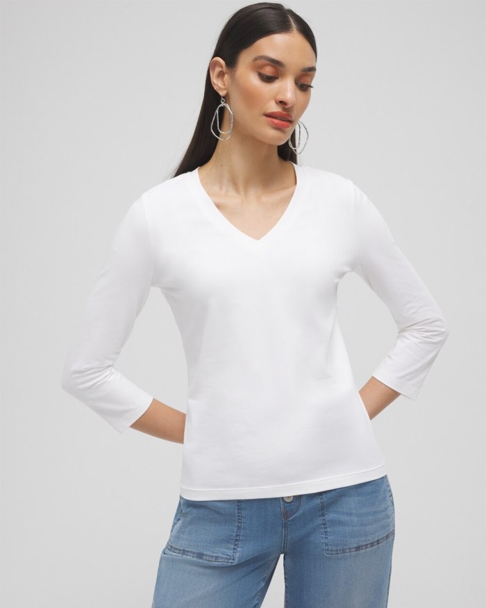 Women's 3/4 Sleeve Perfect Tee - Alabaster - Click Image to Close