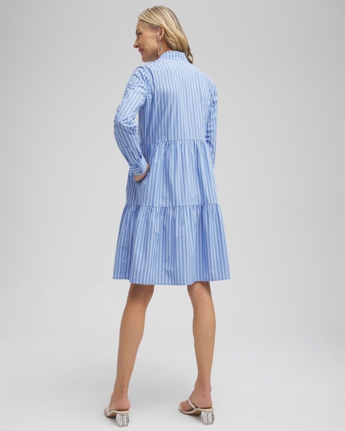 Women's Poplin Stripe Shirt Dress - French Blue