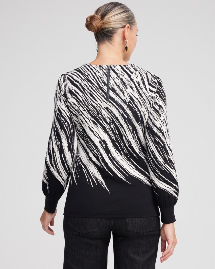 Women's Abstract Jacquard Pullover Sweater - Black