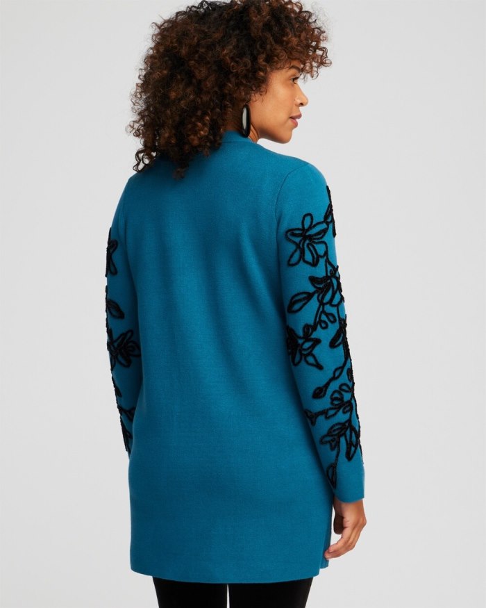 Women's Chenille Soutache Cardigan - Moonlit Teal