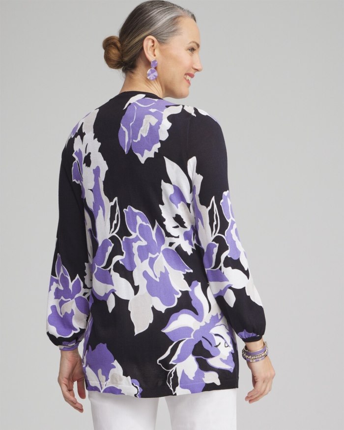 Women's Floral Embroidered Cardigan - Parisian Purple