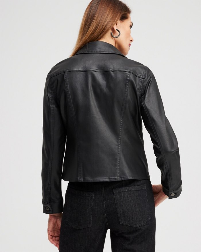 Women's Coated Denim Jacket - Black