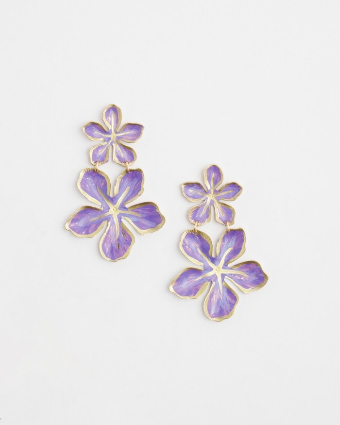 Women's No Droop Purple Flower Earrings - Parisian Purple - Click Image to Close