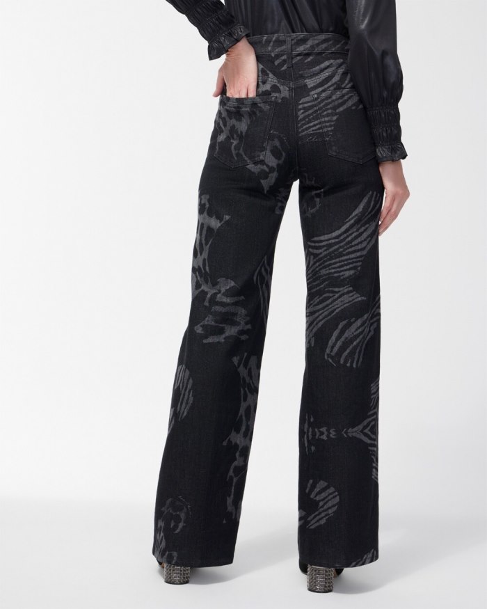 Women's High Rise Animal Wide Leg Jeans - Avisa Wash