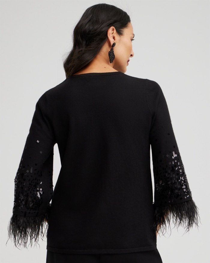 Women's ECOVERO Embellished Pullover Sweater - Black