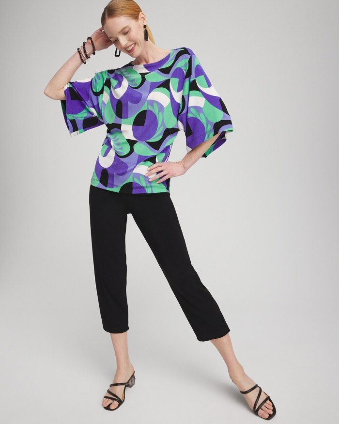 Women's Travelers Abstract Kimono Sleeve Top - Purple Nightshade