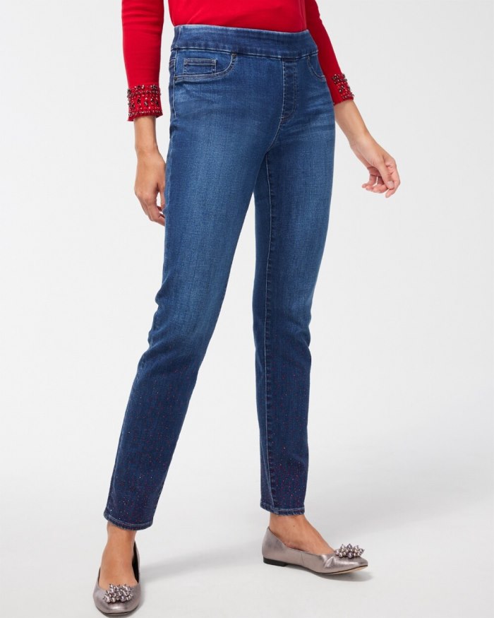 Women's Scattered Stone Pull-on Jeggings - Marina Bay Indigo