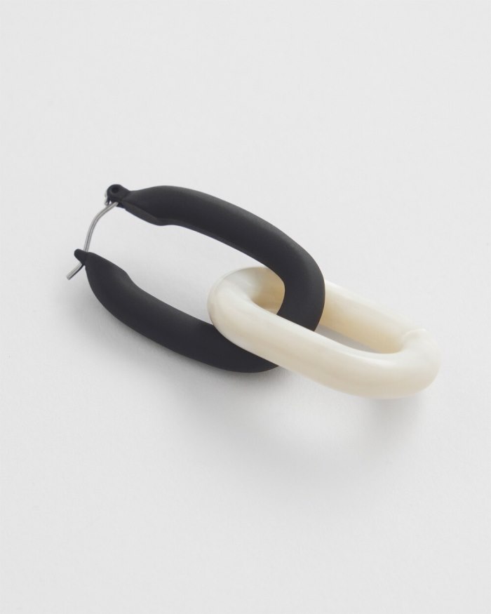 Women's Convertible Link Earrings - Black And Neutral