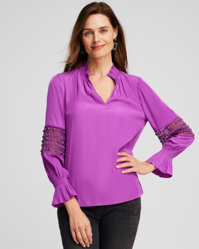 Women's Mesh Inset Shirt - Vivid Viola