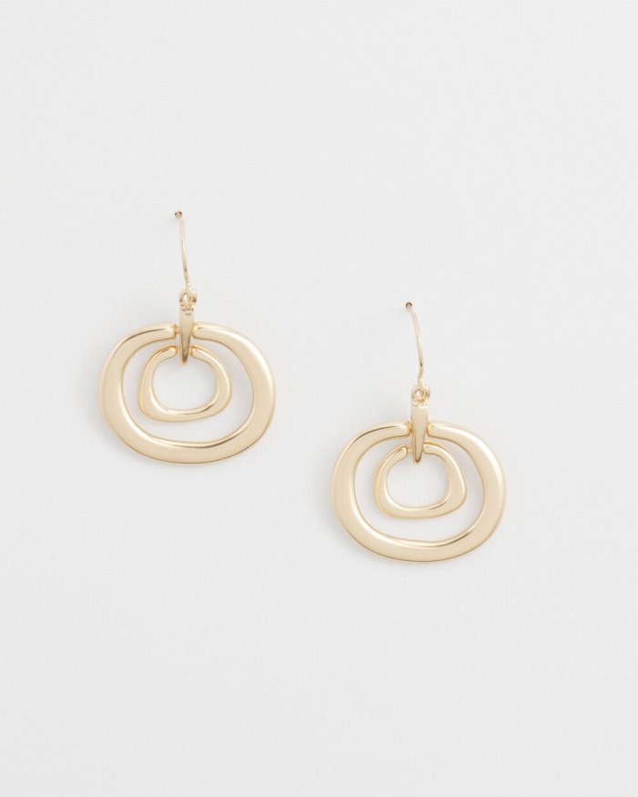 Women's Eccentric Gold Tone Drop Earrings - Verdant Green