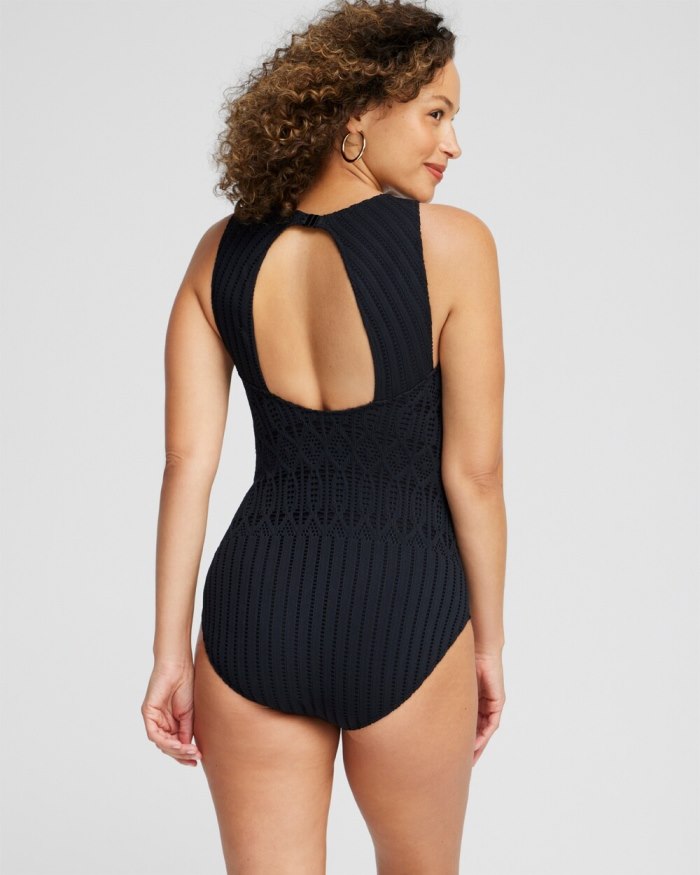 Women's Gottex High Neck One Piece Swimsuit - Black