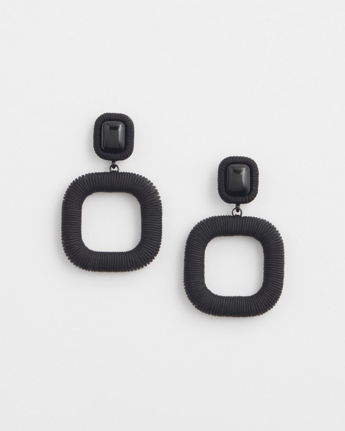 Women's Black Square Hoops - Black