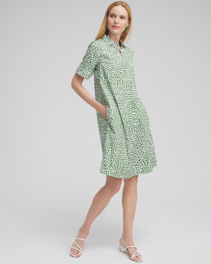 Women's Poplin Popover Shirt Dress - Verdant Green - Click Image to Close