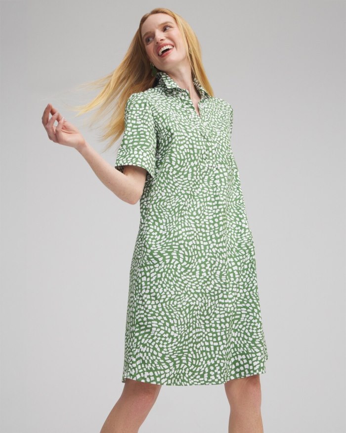 Women's Poplin Popover Shirt Dress - Verdant Green