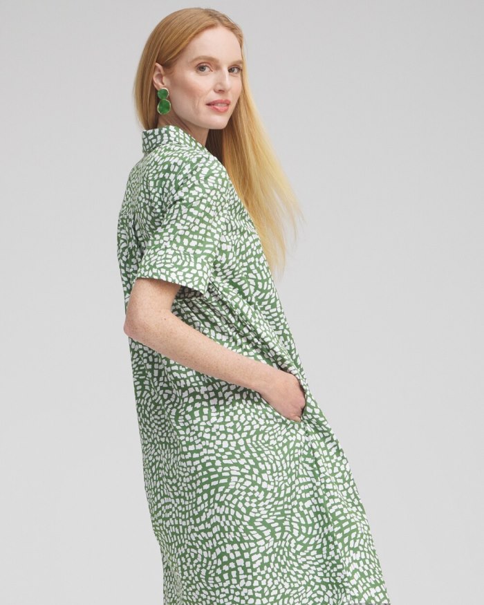 Women's Poplin Popover Shirt Dress - Verdant Green