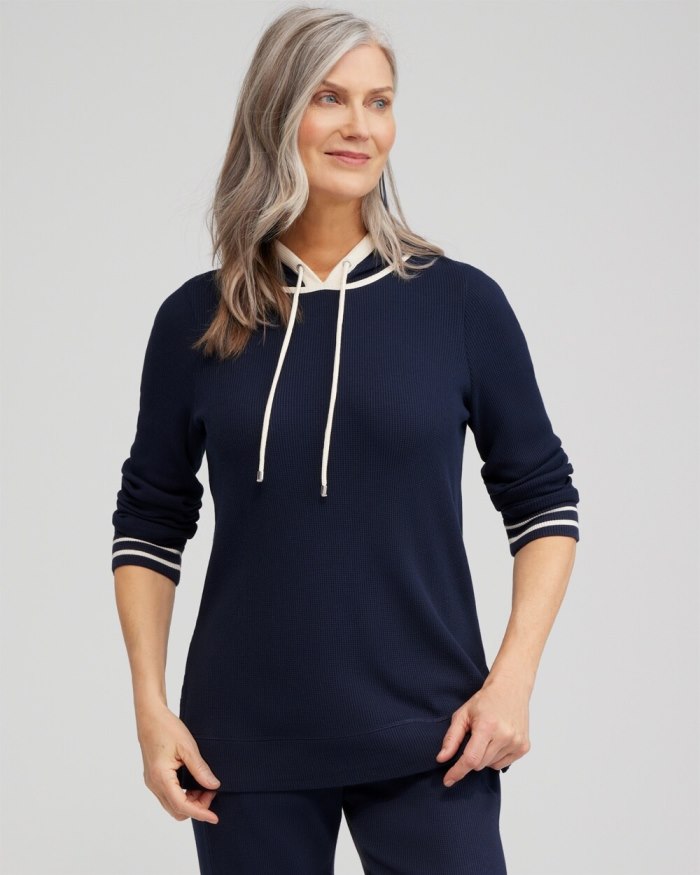 Women's Zenergy Waffle Knit Hooded Tunic - Classic Navy