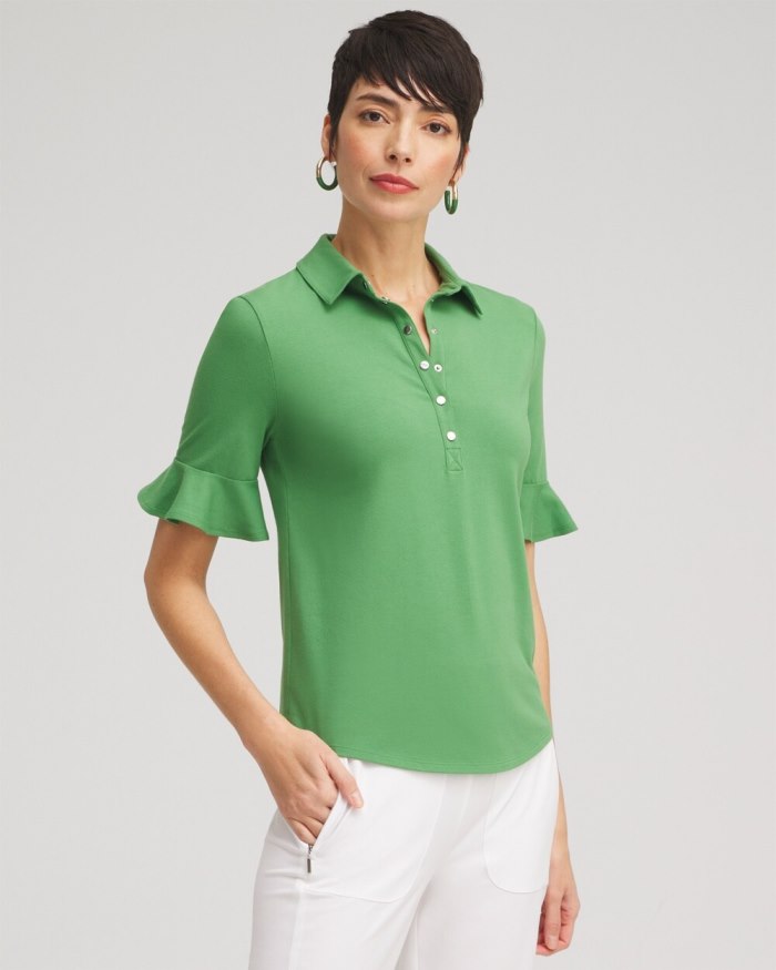 Women's Zenergy UPF Knit Ruffle Polo - Verdant Green