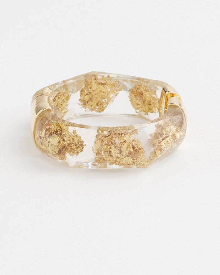 Women's Lucite Gold Foil Bracelet - Brown