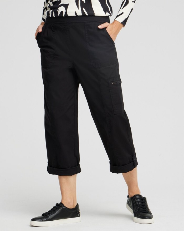 Women's Poplin Cropped Pants - Ebony Black