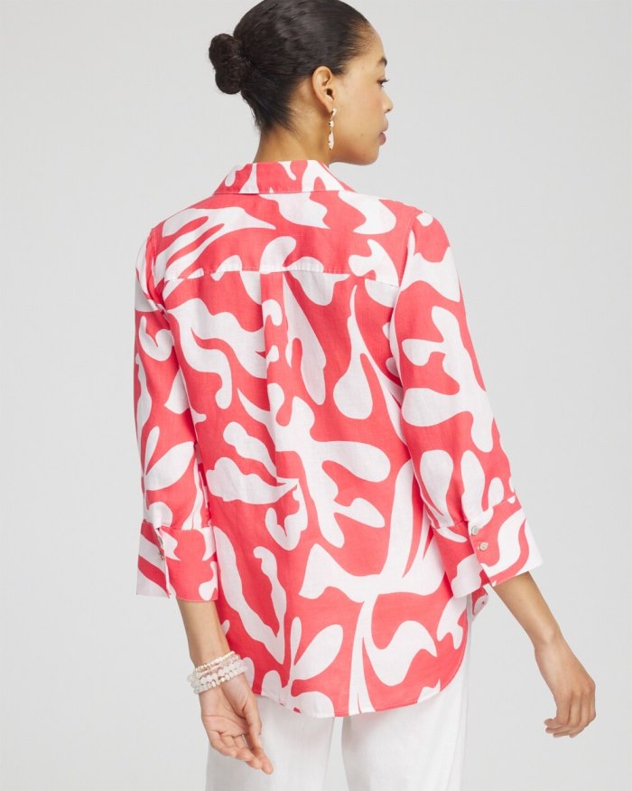 Women's No Iron Reef 3/4 Sleeve Shirt - Watermelon Punch