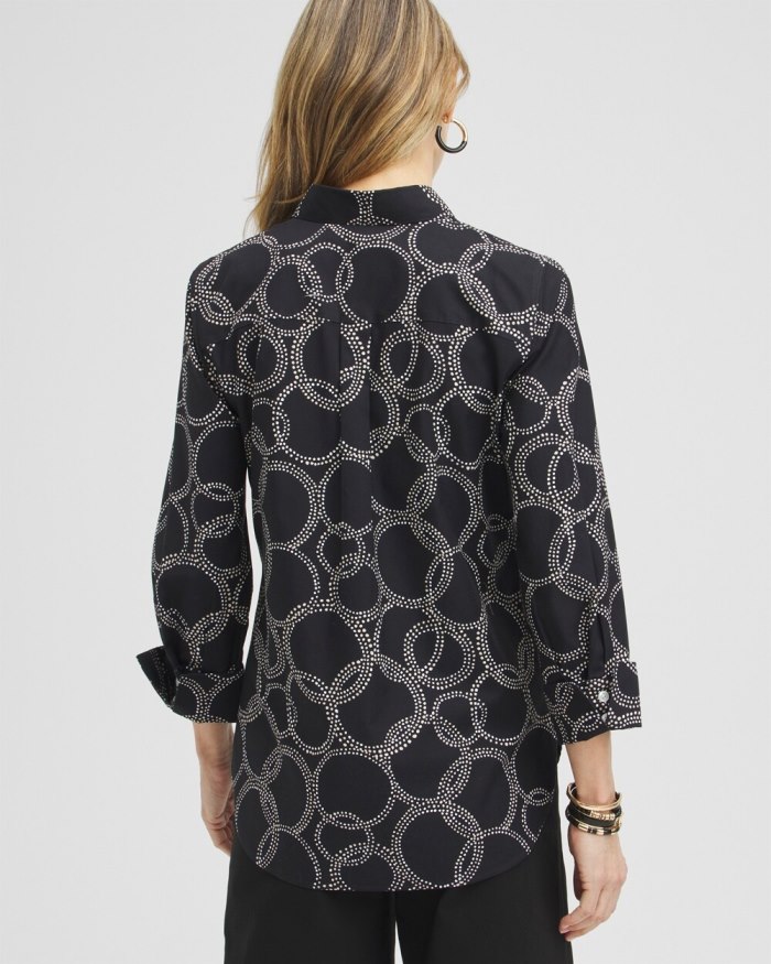 Women's No Iron Stretch Circle Print Shirt - Black