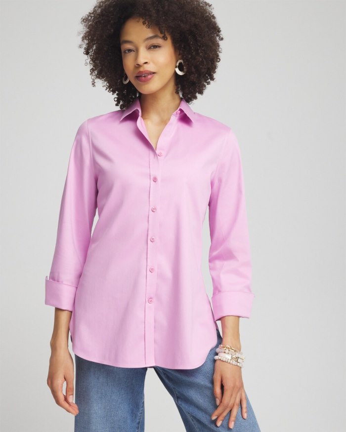 Women's No Iron 3/4 Sleeve Stretch Shirt - Cane Orchid