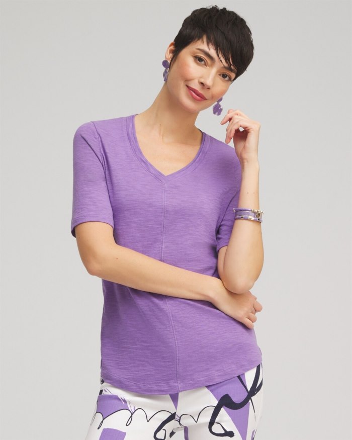 Women's Elbow Sleeve A-line Tee - Parisian Purple