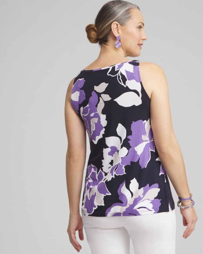 Women's Touch of Cool Placed Floral Polished Tank - Classic Navy