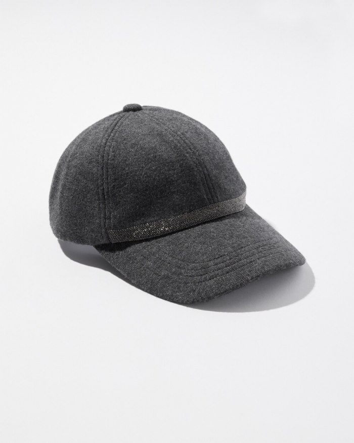 Women's Cashmere Blend Baseball Cap - Graphite Heather Gray