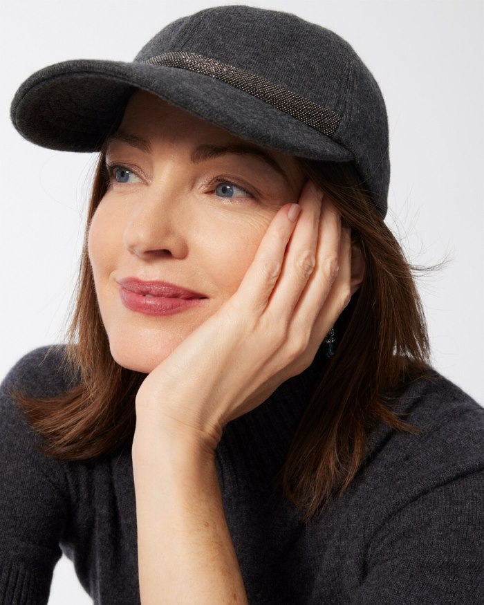 Women's Cashmere Blend Baseball Cap - Graphite Heather Gray