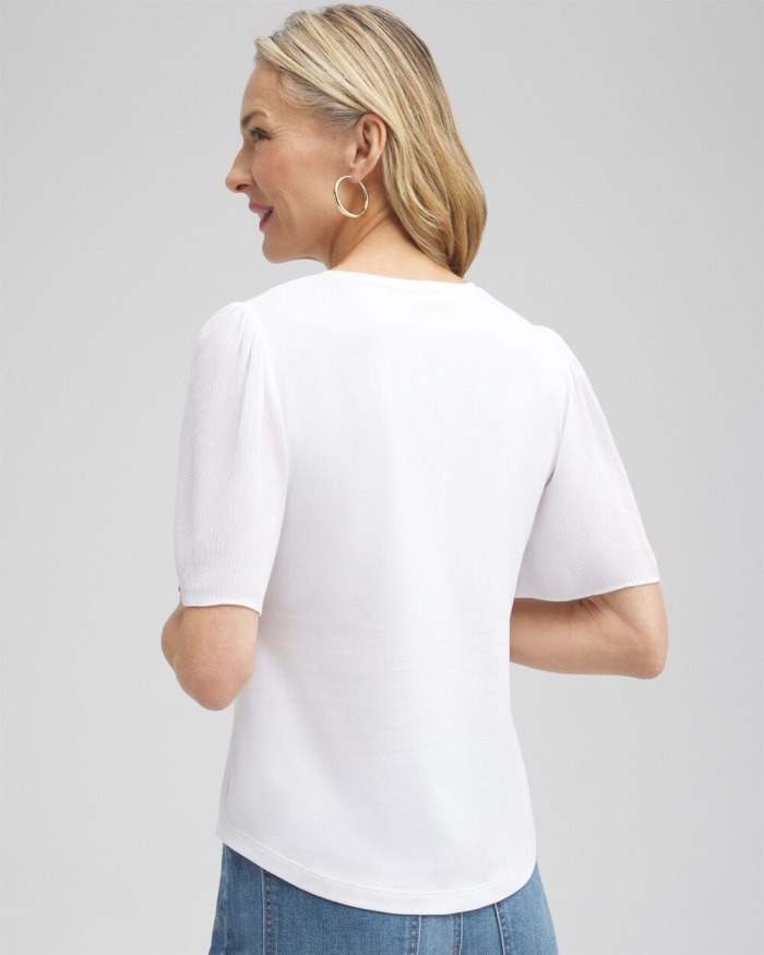 Women's Gauze Flutter Sleeve Top - Alabaster