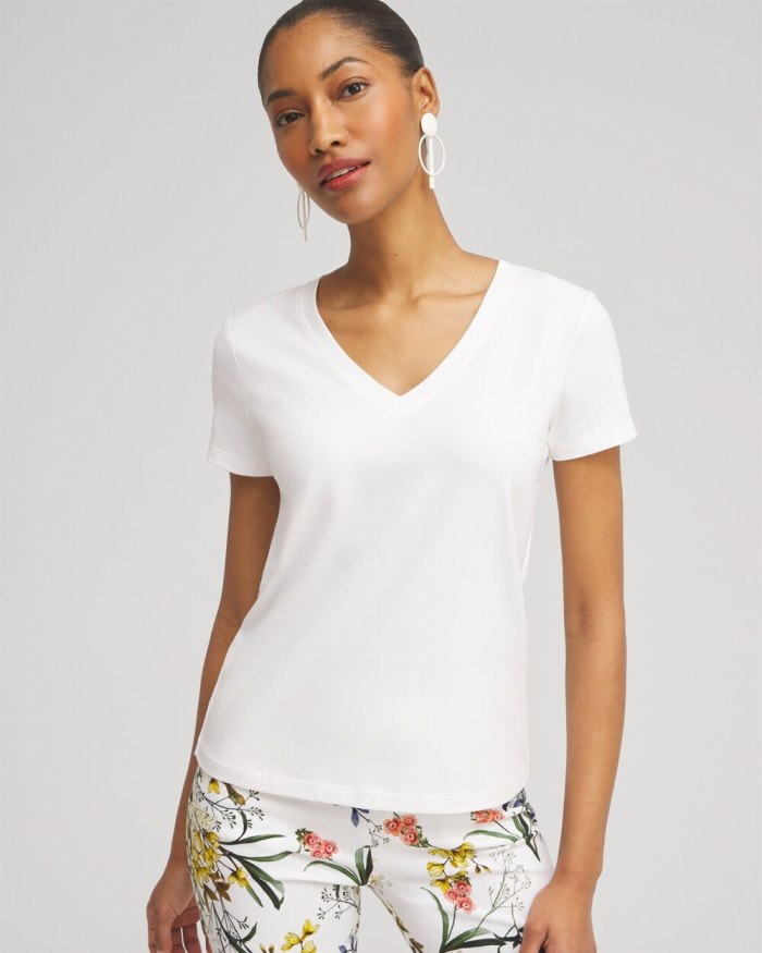 Women's V-neck Perfect Tee - Alabaster - Click Image to Close