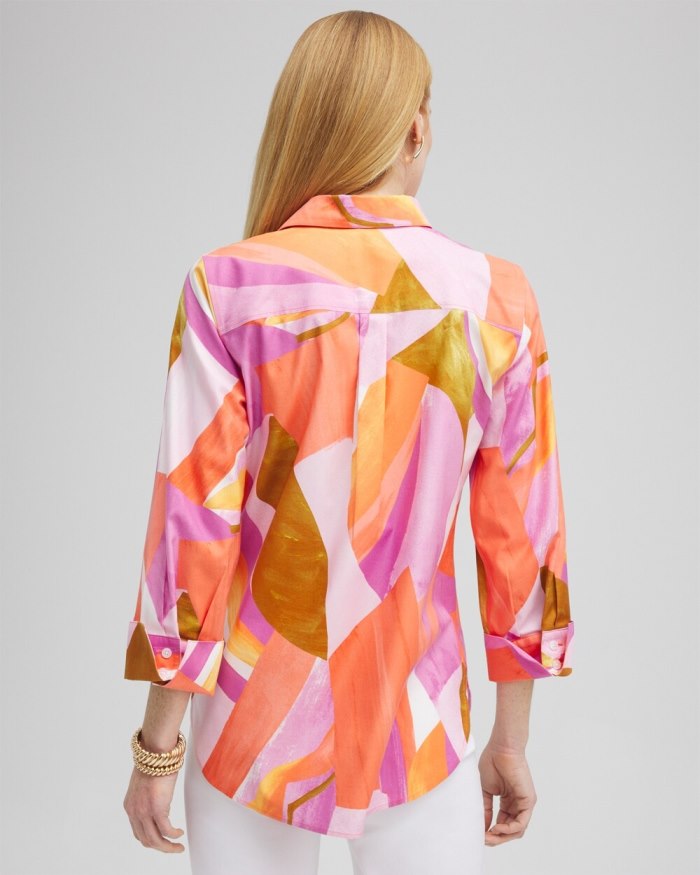 Women's No Iron Stretch Abstract Mix Shirt - Nectarine