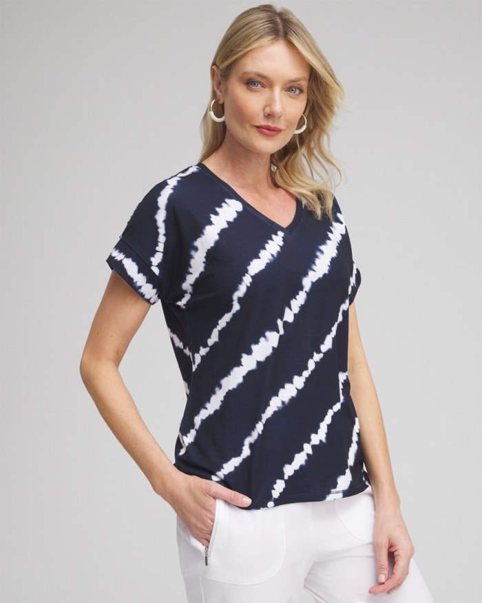 Women's Zenergy V-neck Tie Dye Tee - Classic Navy