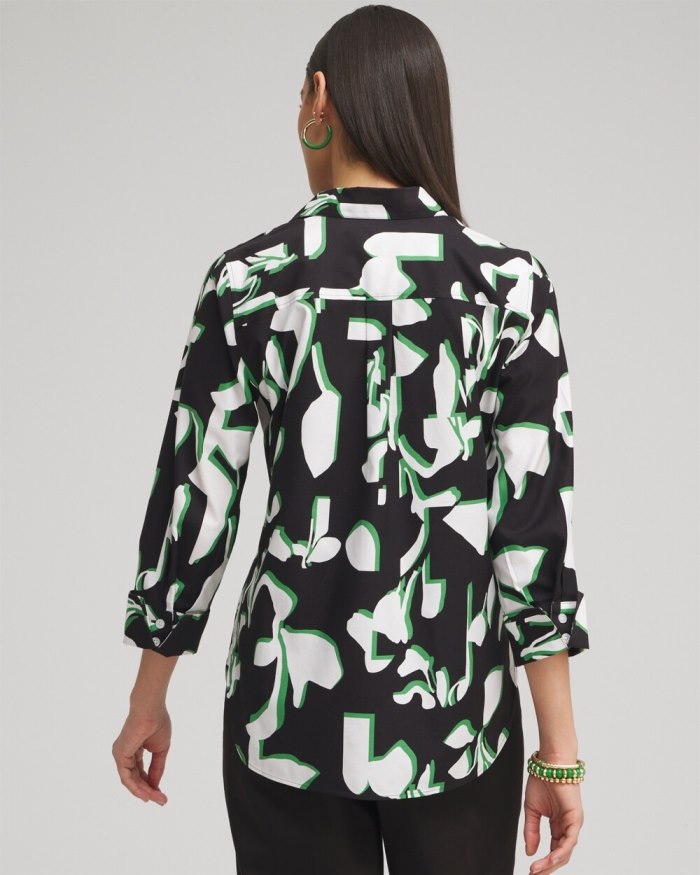 Women's No Iron Stretch Floral 3/4 Sleeve Shirt - Verdant Green