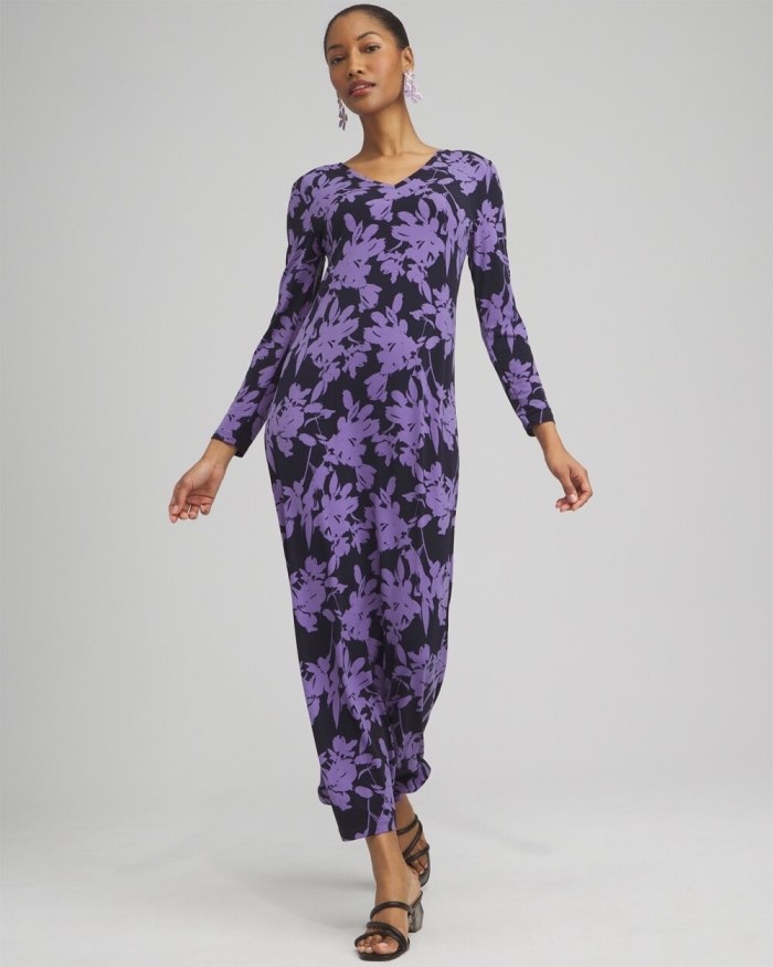 Women's Floral V-neck Maxi Dress - Classic Navy