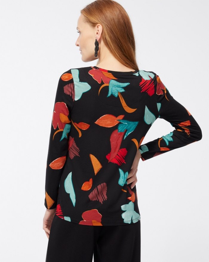 Women's Touch of Cool Abstract Print Layering Tee - Peacock Teal