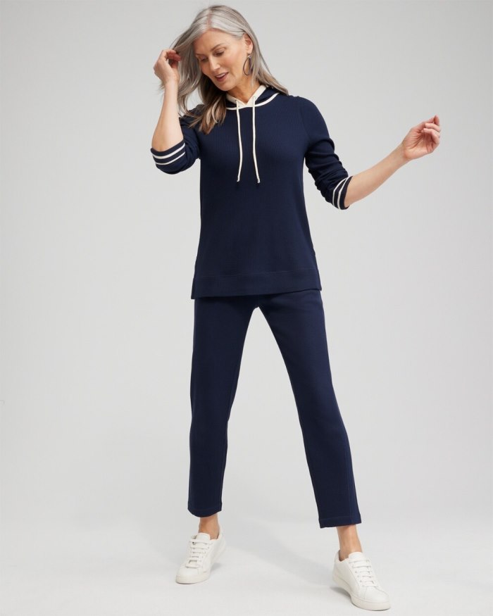 Women's Zenergy Waffle Knit Hooded Tunic - Classic Navy