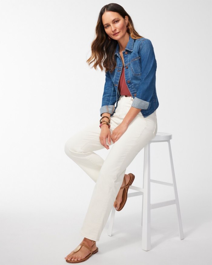 Women's High Rise Straight Leg Jeans - Sea Salt